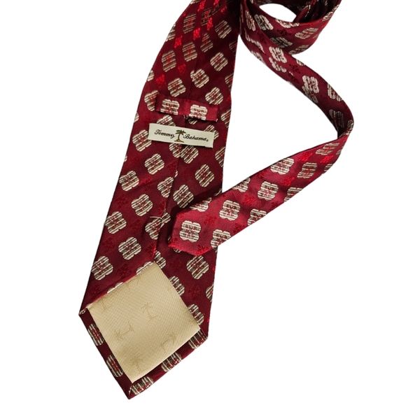 TOMMY BAHAMA Red Geometric Art Silk LUXURY Tie - Picture 2 of 5